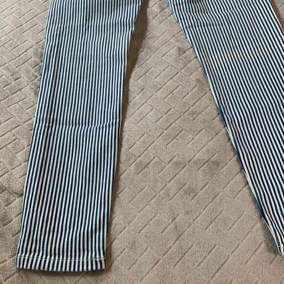 Banana Republic Women 26 Denim Jeans Blue White Striped Skinny High Rise Stretch - Picture 11 of 13